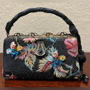 Mary Francis Unique Beaded Embroidered Clutch Shoulder Bag Authentication #